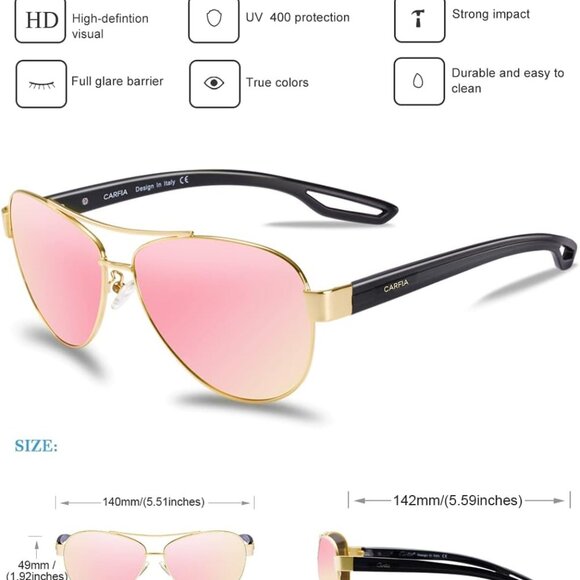 Women's Polarized Sunglasses UV Protection Lightweight Metal Driving Glasses - Picture 4 of 8